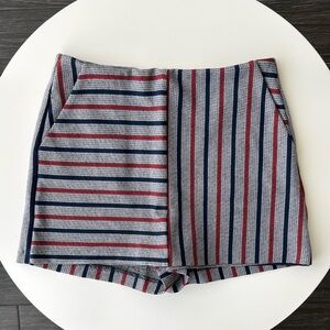 Zara Trafaluc Red and Blue Striped Skort XS